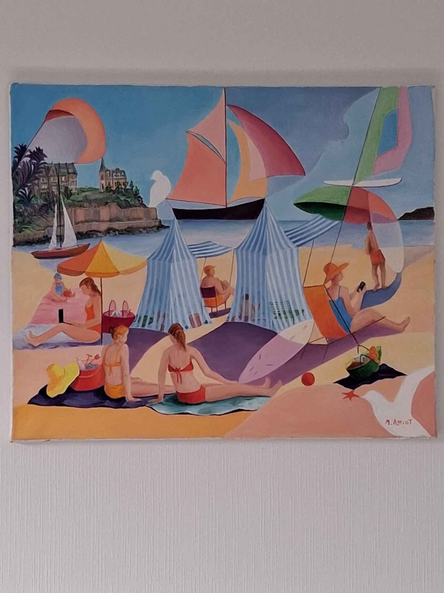 L'été à Dinard accrochée au mur, photographiée chez l'artiste.