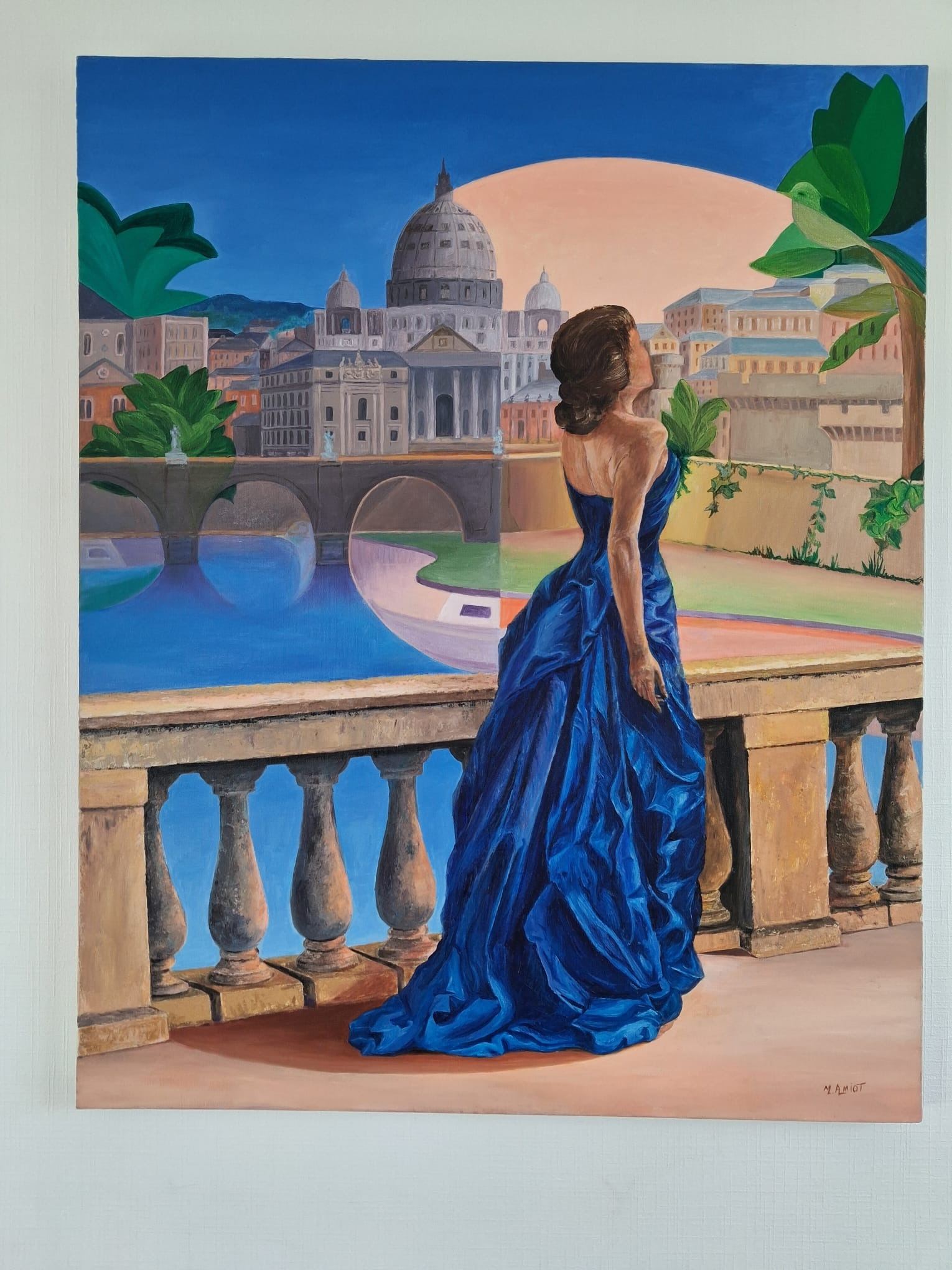 Femme devant Rome accrochée au mur, photographiée chez l'artiste.