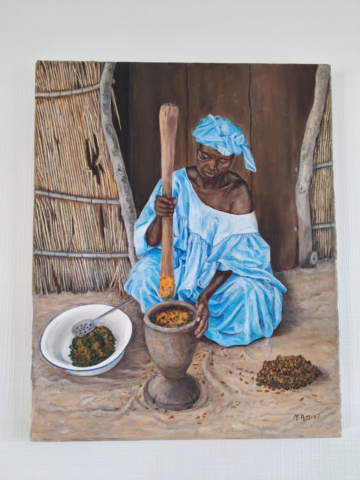 Le geste ancestral accrochée au mur, photographiée chez l'artiste.