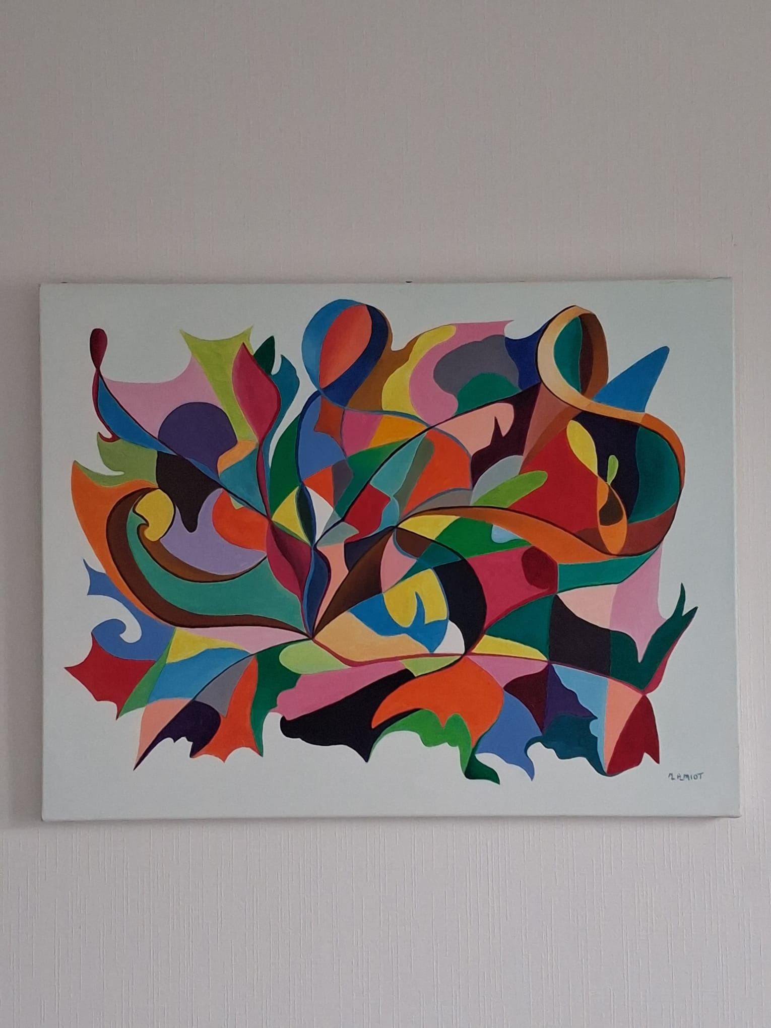 Joyeuse rêverie accrochée au mur, photographiée chez l'artiste.